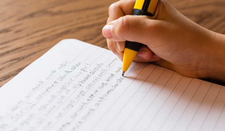 student writing