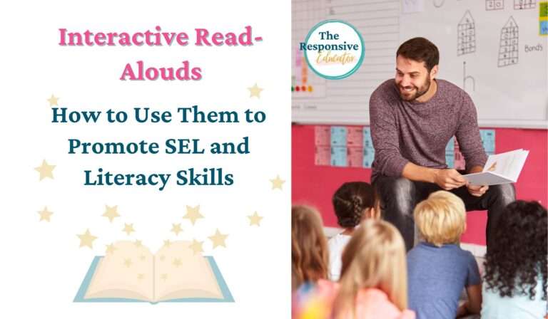 teacher in front of his students doing an interactive read aloud