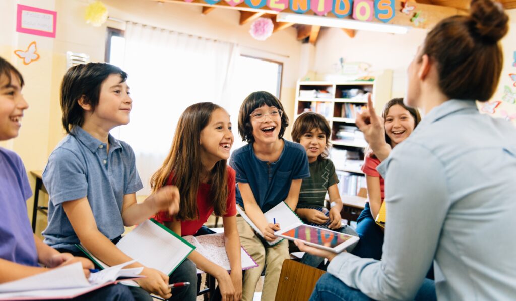 teacher with a group of children