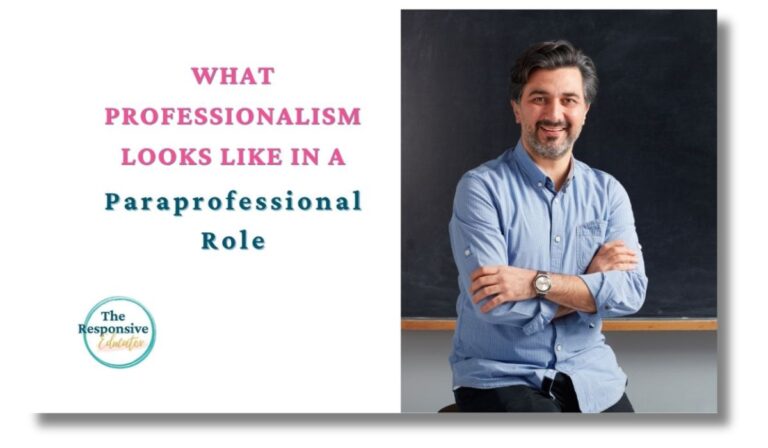 What Professionalism Looks Like in a Paraprofessional Role - para in front of blackboard
