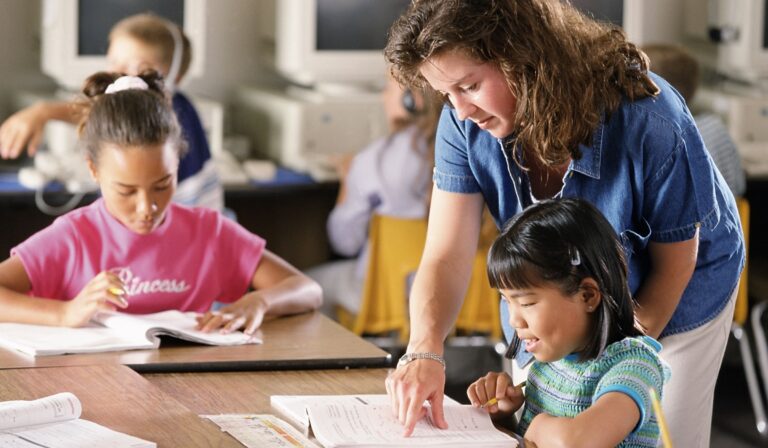 teacher with students
