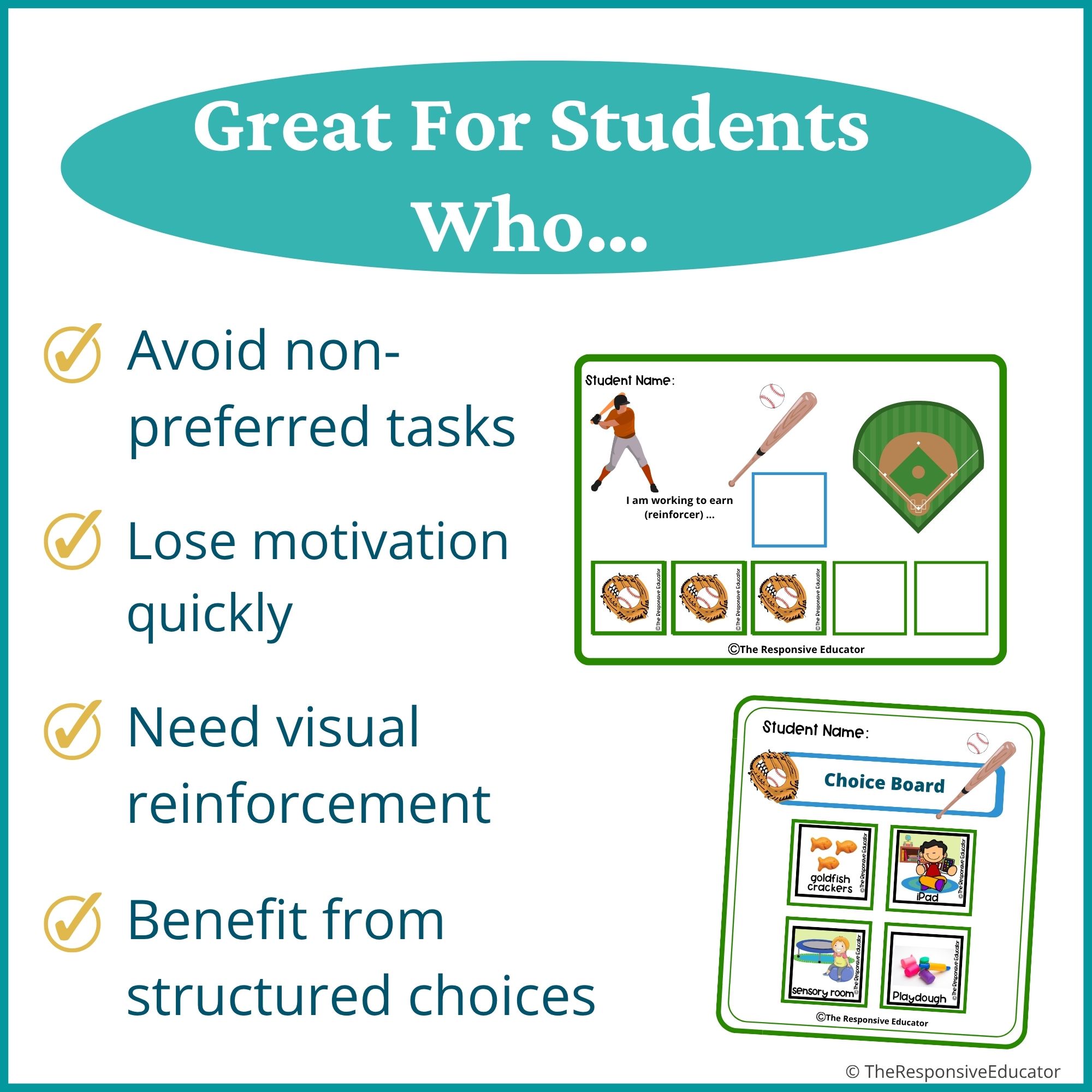 Baseball Behavior Token Board – “I Am Working For” Visual - Image 3