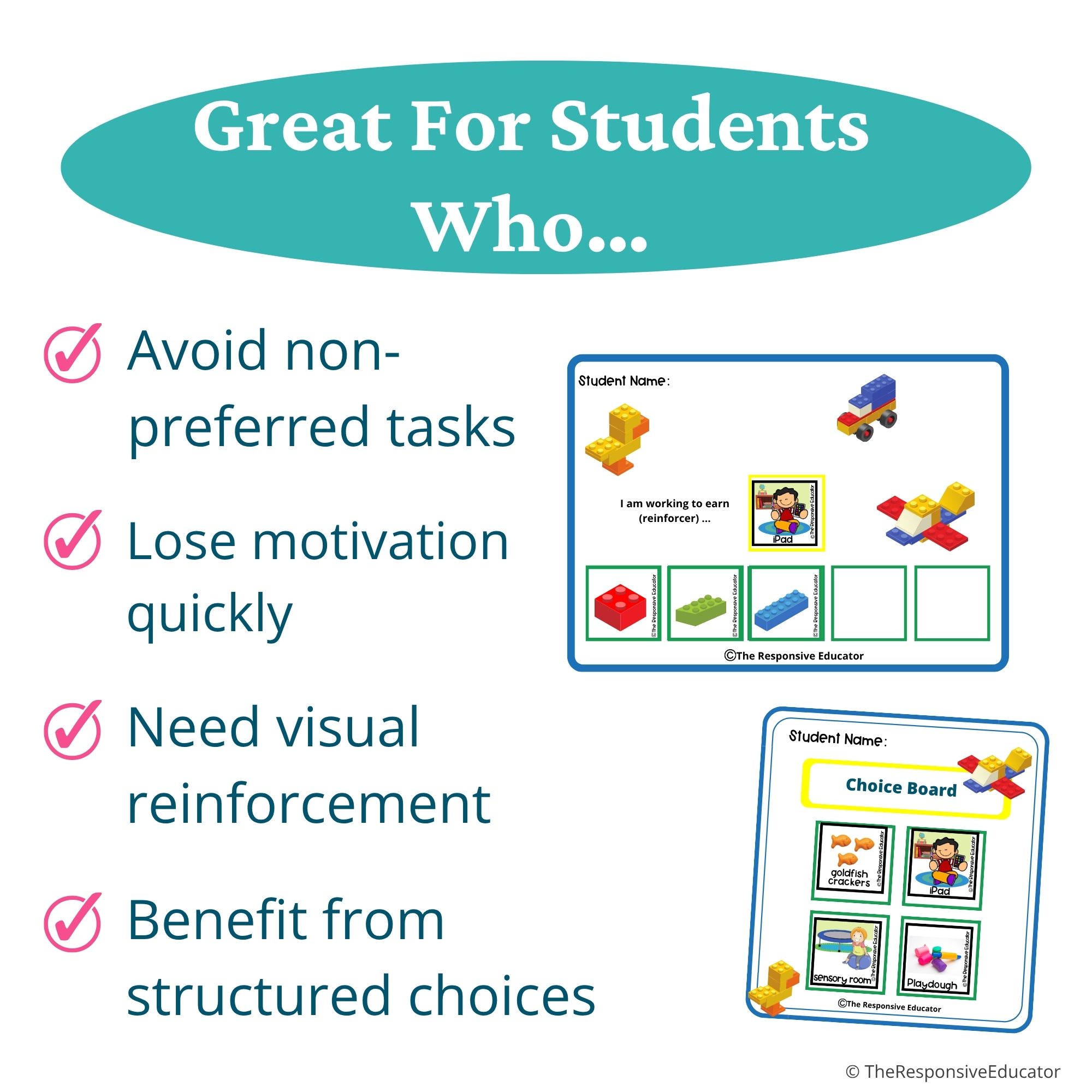 Brick Building Behavior Token Board – “I Am Working For” Visual - Image 3