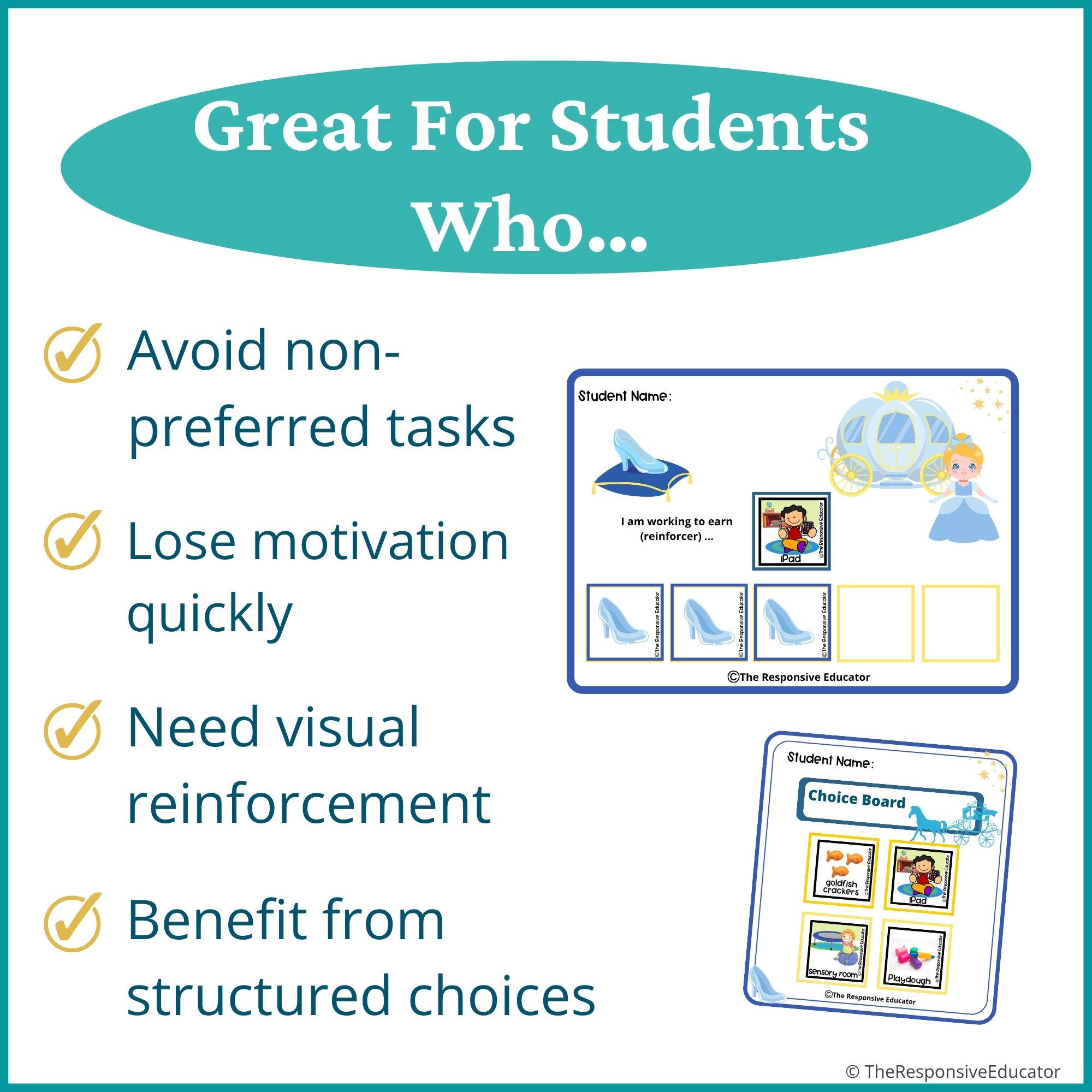 Cinderella Behavior Token Board – “I Am Working For” Visual - Image 3