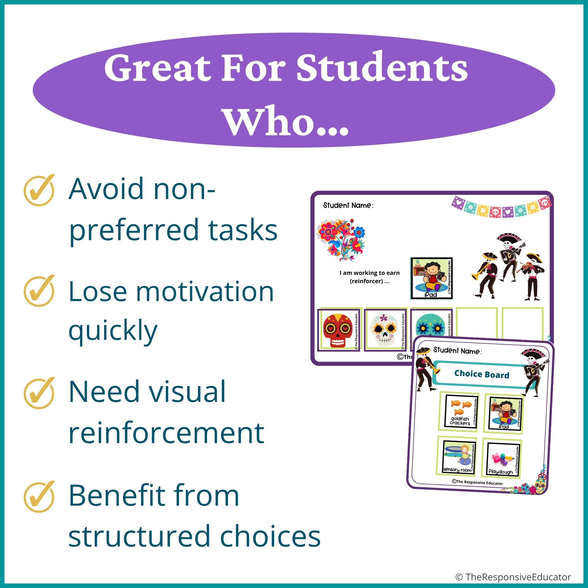 Dia de los Muertos Behavior Token Board – “I Am Working For” Visual - Image 3