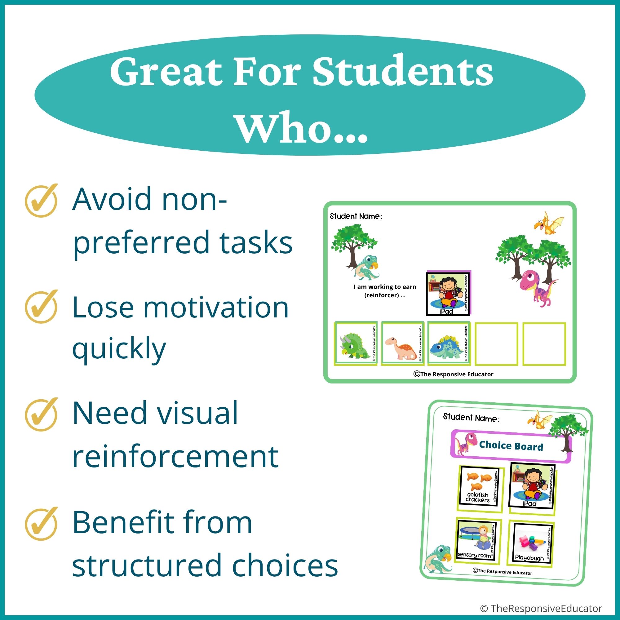 Dino Babies Behavior Token Board – “I Am Working For” Visual - Image 3