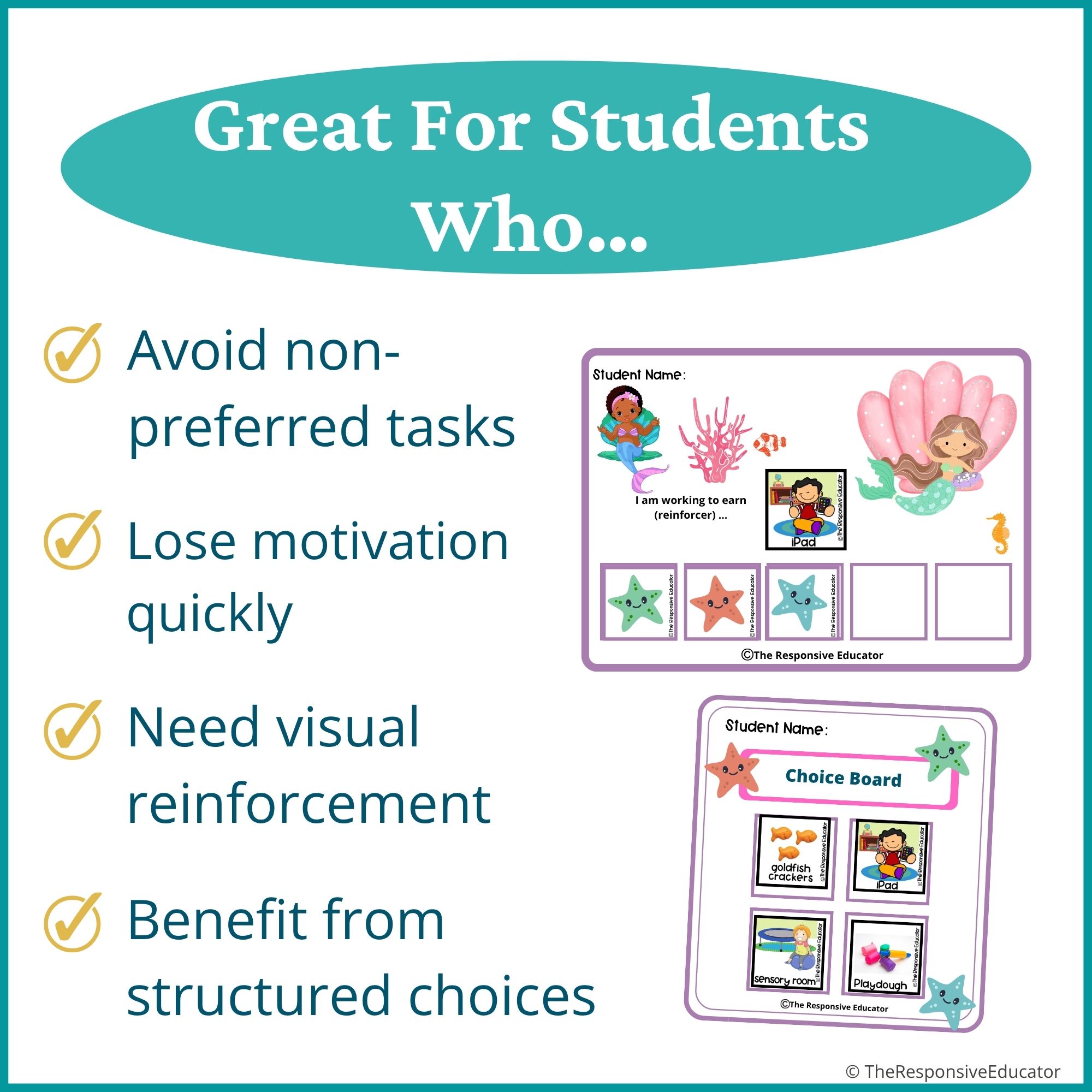 Mermaids Behavior Token Board – “I Am Working For” Visual - Image 3