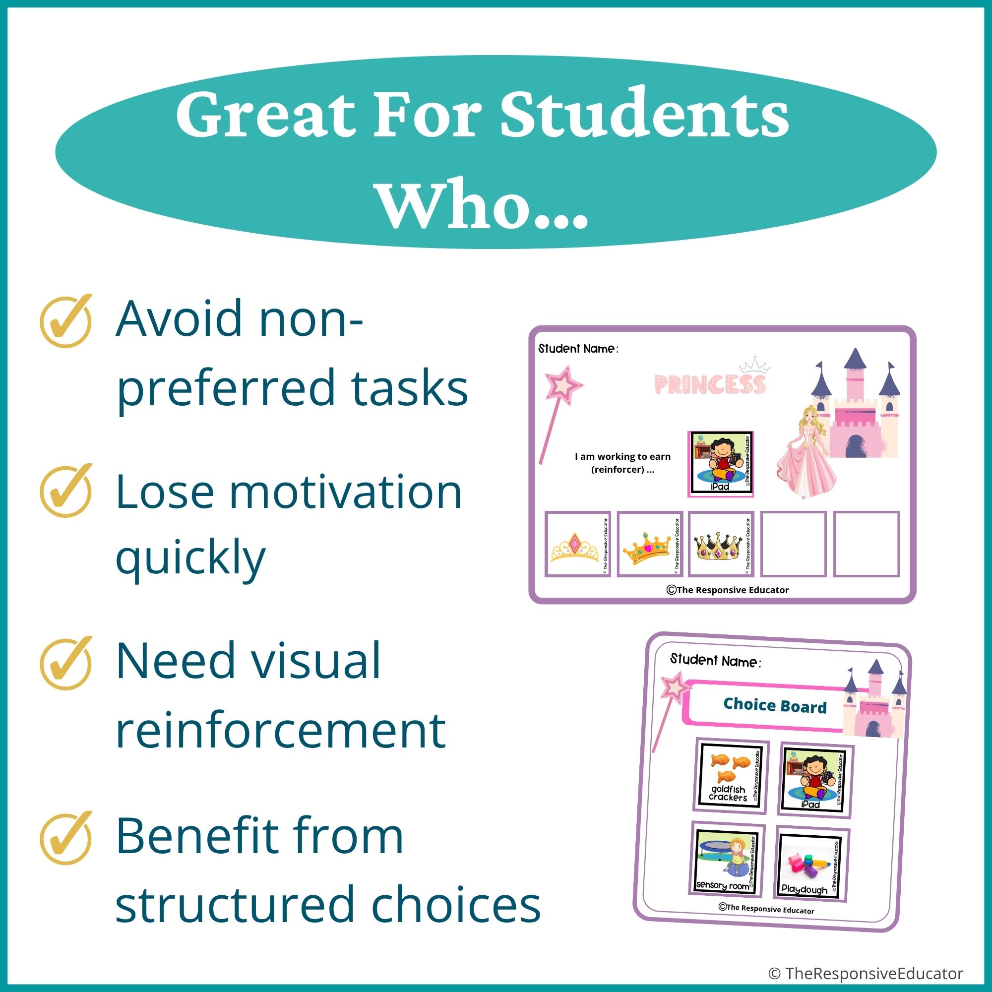 Sleeping Princess Behavior Token Board – “I Am Working For” Visual - Image 3