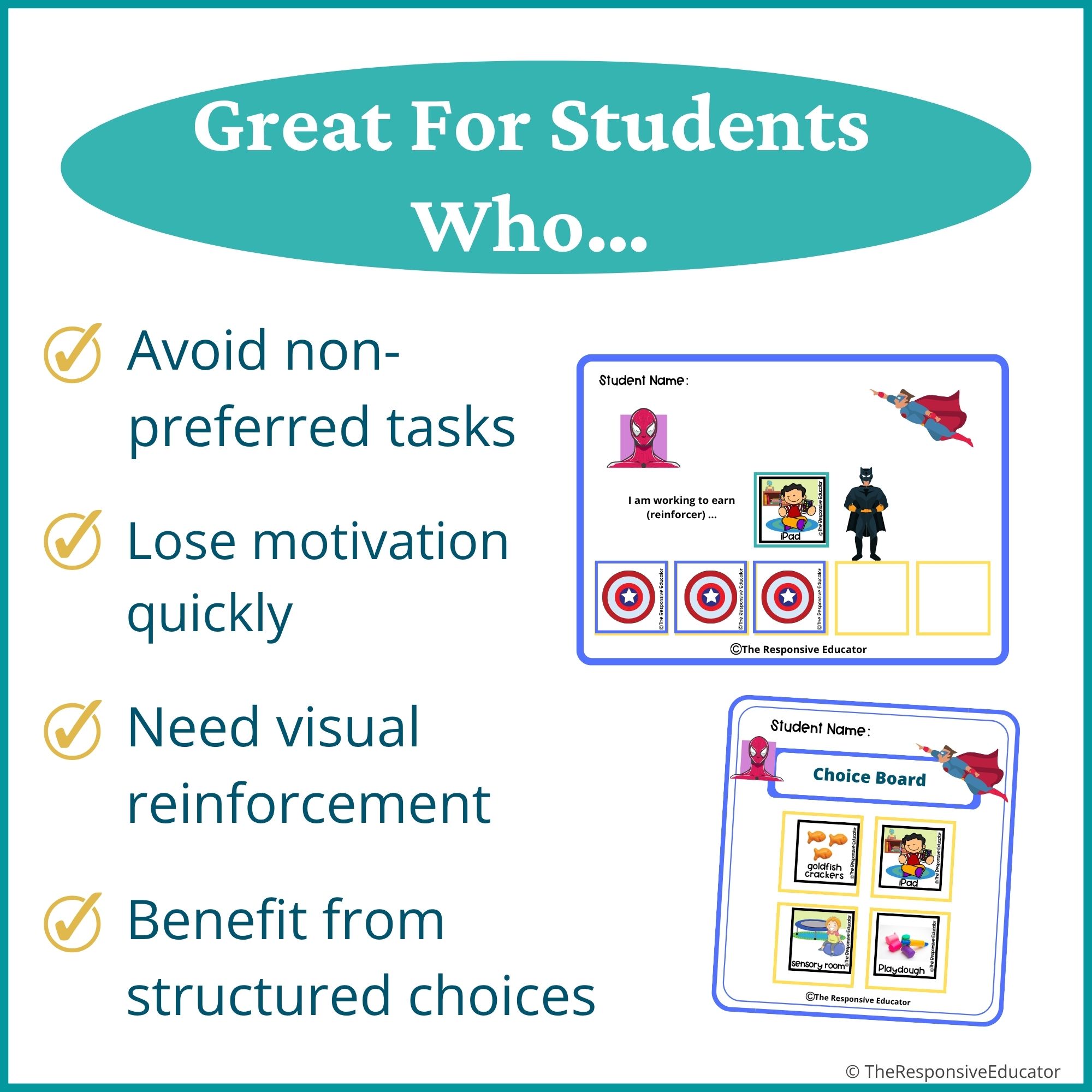 Superheroes Behavior Token Board – “I Am Working For” Visual - Image 3