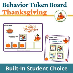 Thanksgiving Behavior Token Board