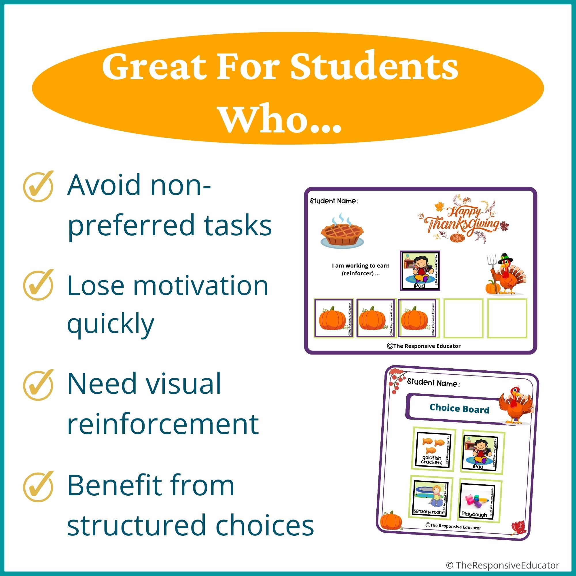 Thanksgiving Behavior Token Board – “I Am Working For” Visual - Image 3