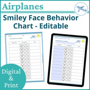 smiley face behavior chart airplanes
