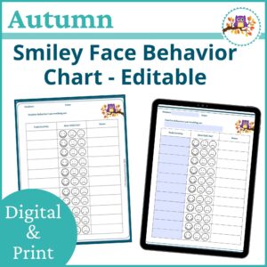 smiley face behavior chart autumn