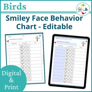 birds smiley face behavior chart