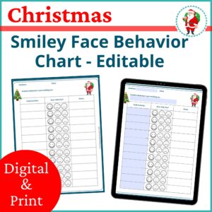 Smiley Face Behavior Chart - Christmas Theme