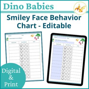 Smiley Face Behavior Chart - Dino Babies Theme