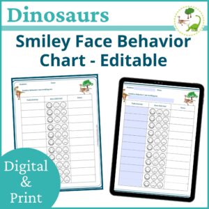 dinosaur smiley face behavior chart
