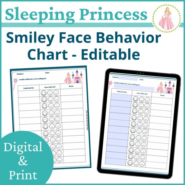 Smiley Face Behavior Chart Sleeping Princess Theme Behavior