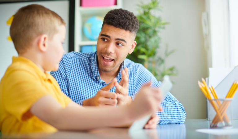 teacher student talking