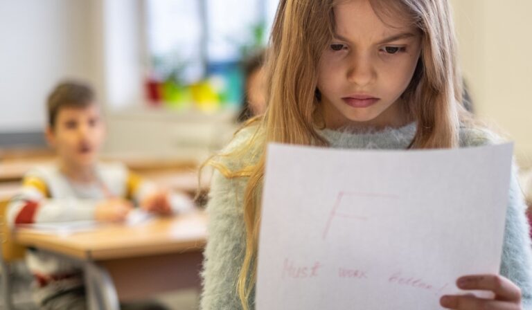 student with a bad grade