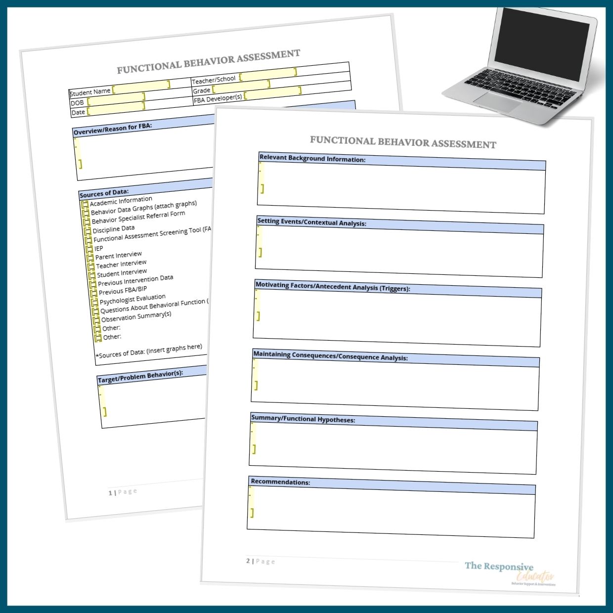 Functional Behavior Assessment Template & Guided FBA Examples - Image 2