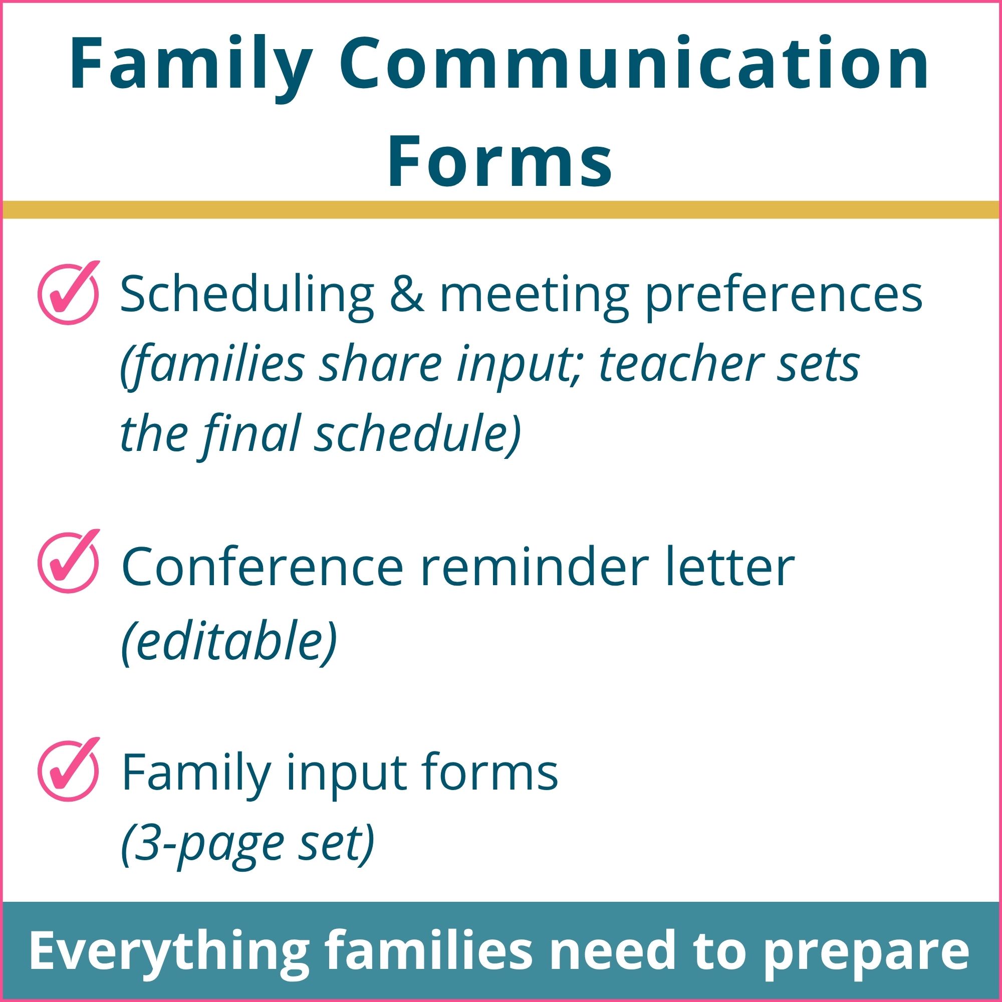 Parent Teacher Conference Templates - Letter, Reminder, & Family Input Forms - Image 3