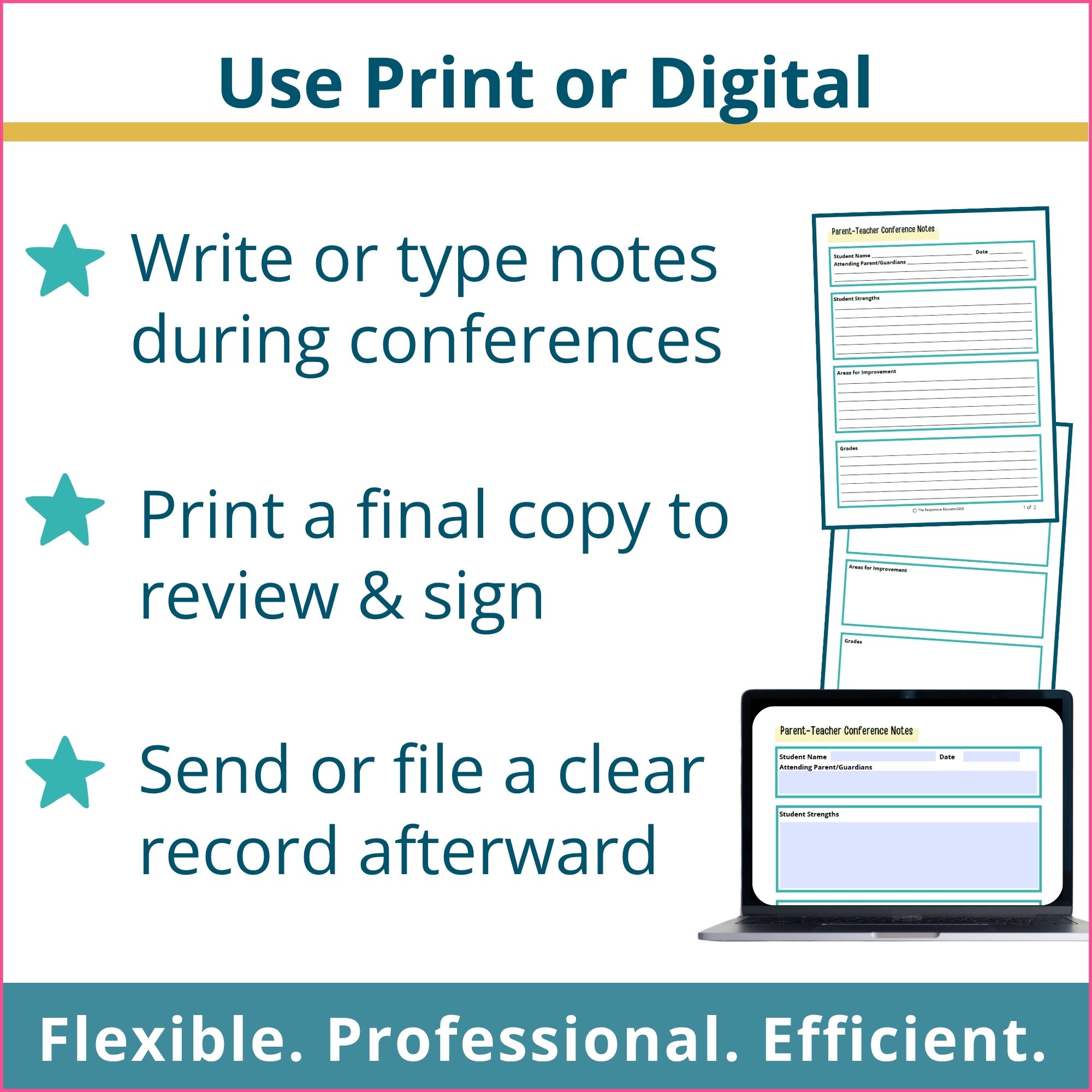 Parent Teacher Conference Notes Form – Fillable PDF & Printable Conference Documentation - Image 4