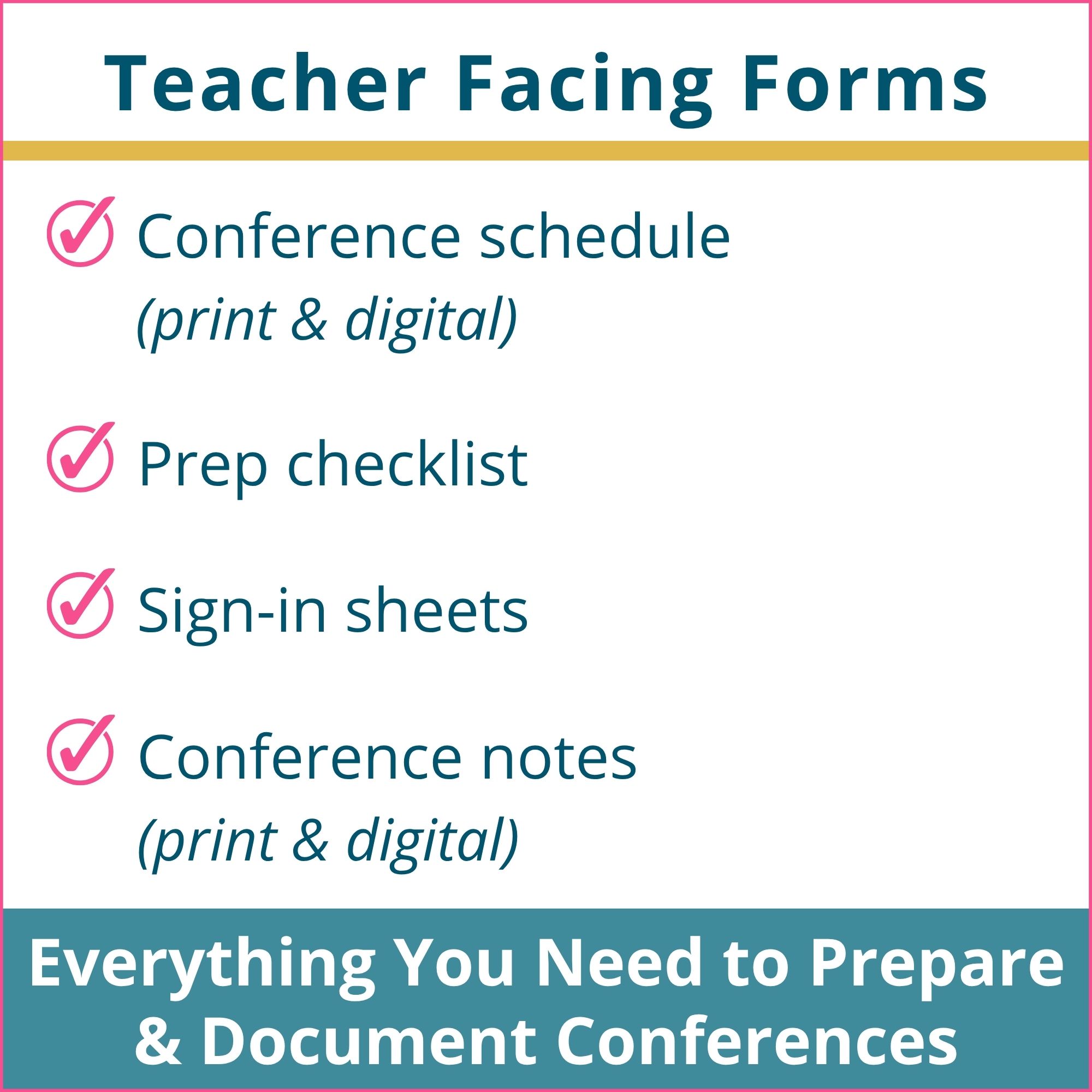 Parent Teacher Conference Forms for Teachers - Sign Up Schedule, Checklist, Notes, & Sign In Sheets - Image 3