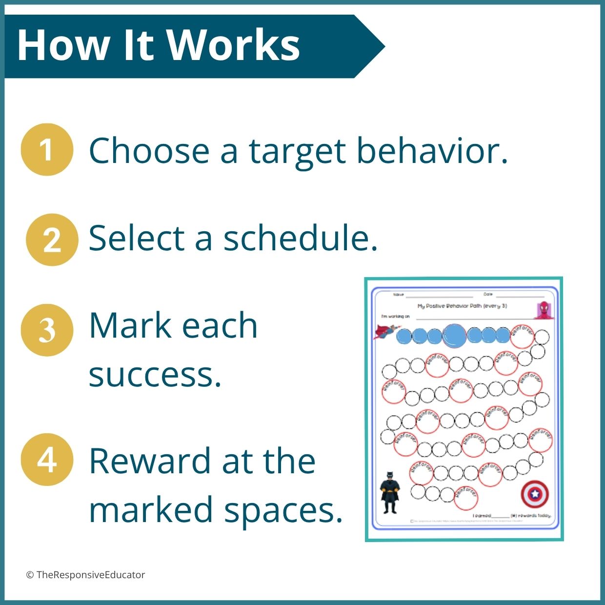 Superheroes Behavior Reward Chart for Students – Printable Behavior Chart - Image 3