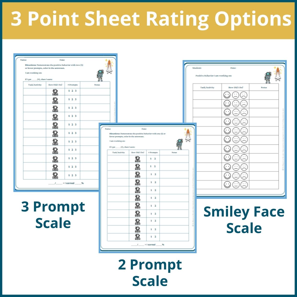 Astronaut Behavior Point Sheet – 3 Versions | Fillable PDF - Image 2