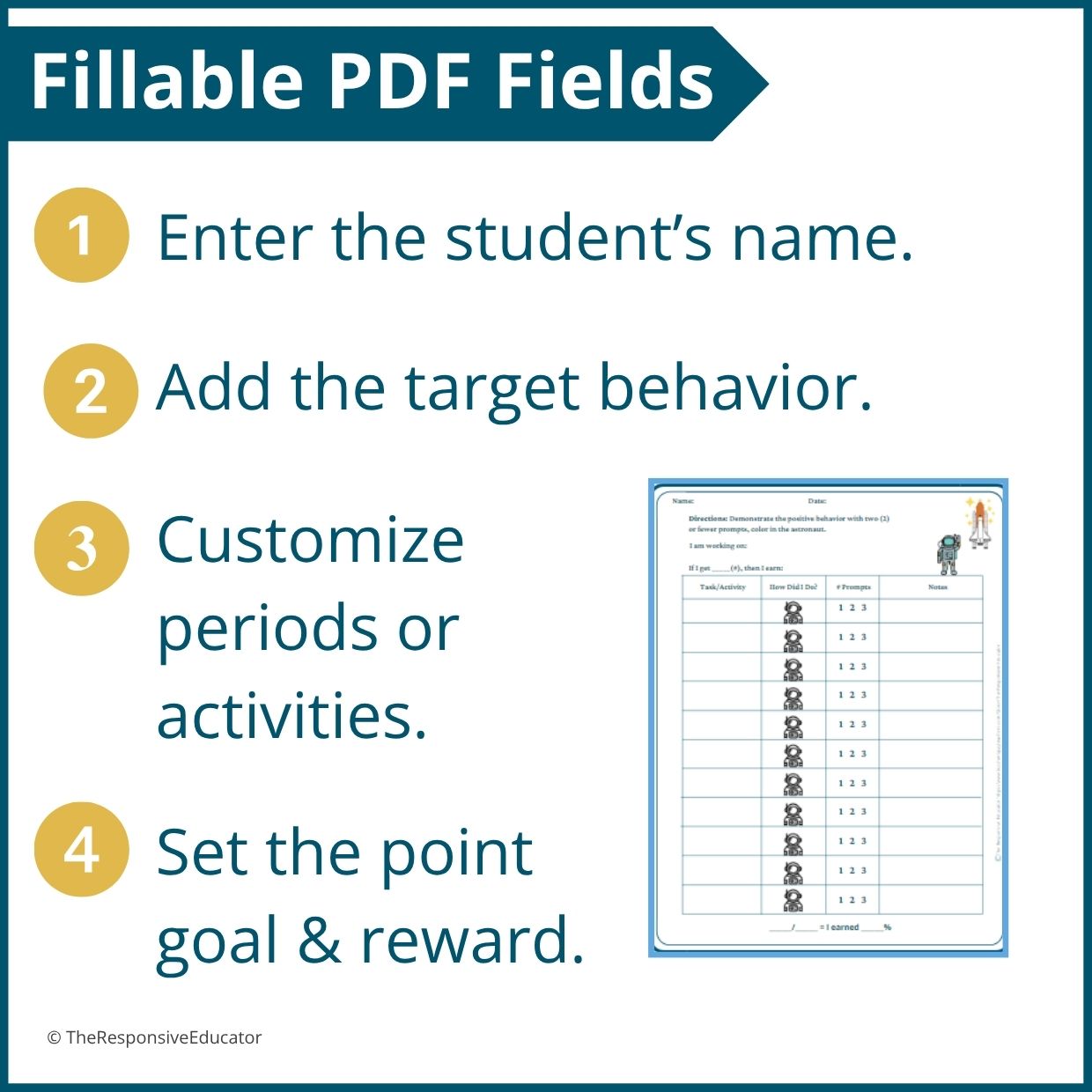 Astronaut Behavior Point Sheet – 3 Versions | Fillable PDF - Image 3