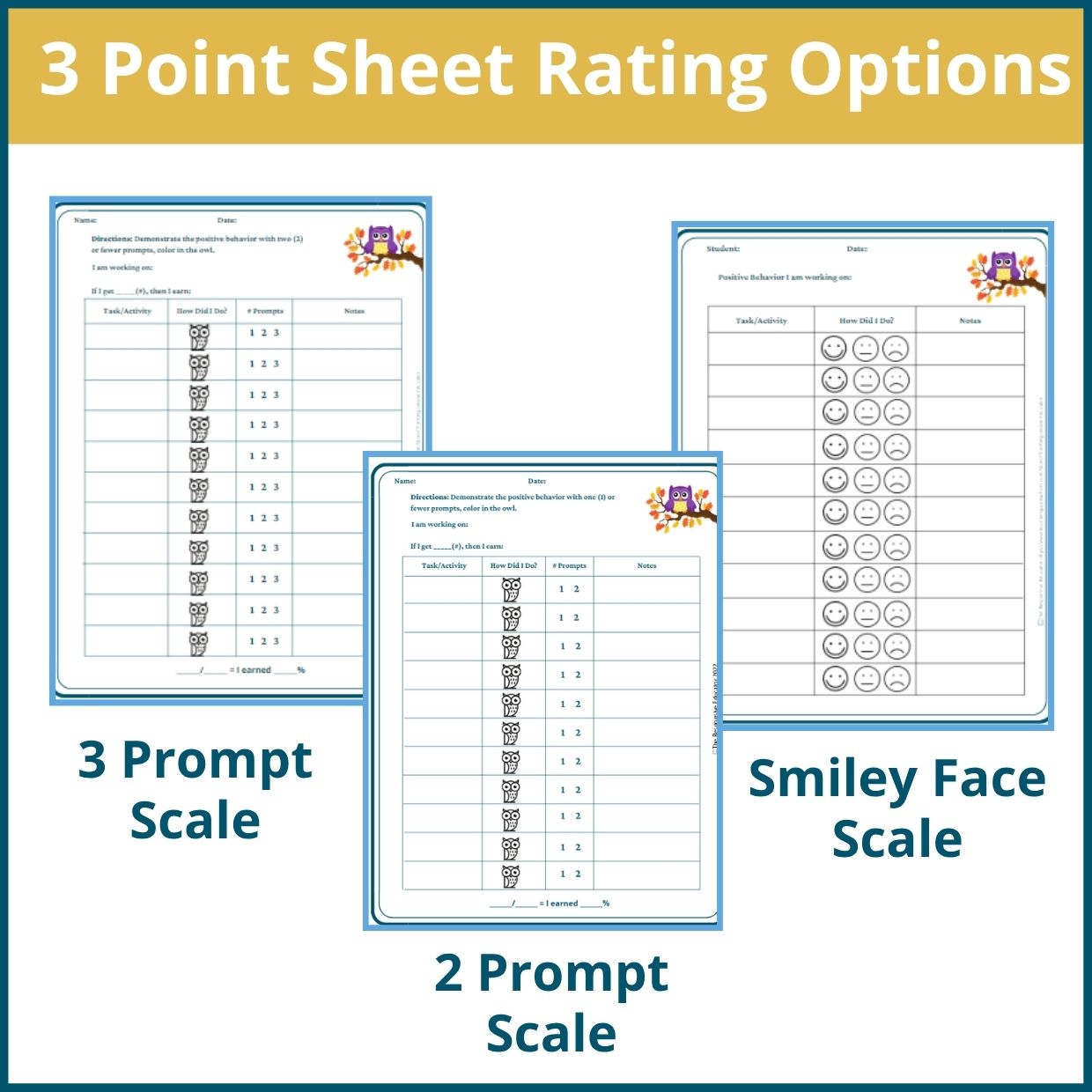 Autumn Behavior Point Sheet – 3 Versions | Fillable PDF - Image 2