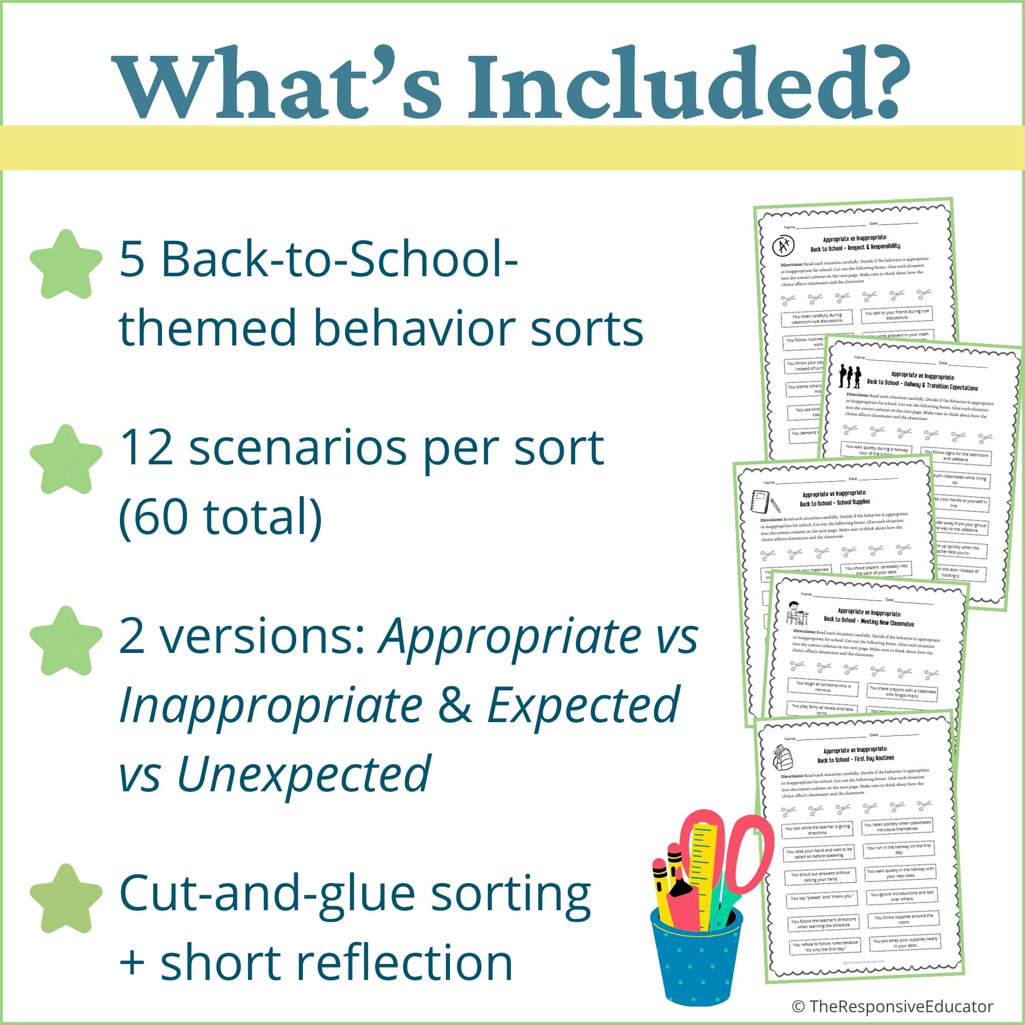 Back to School Appropriate vs Inappropriate Behavior Worksheets & Sorting Activity - Image 2
