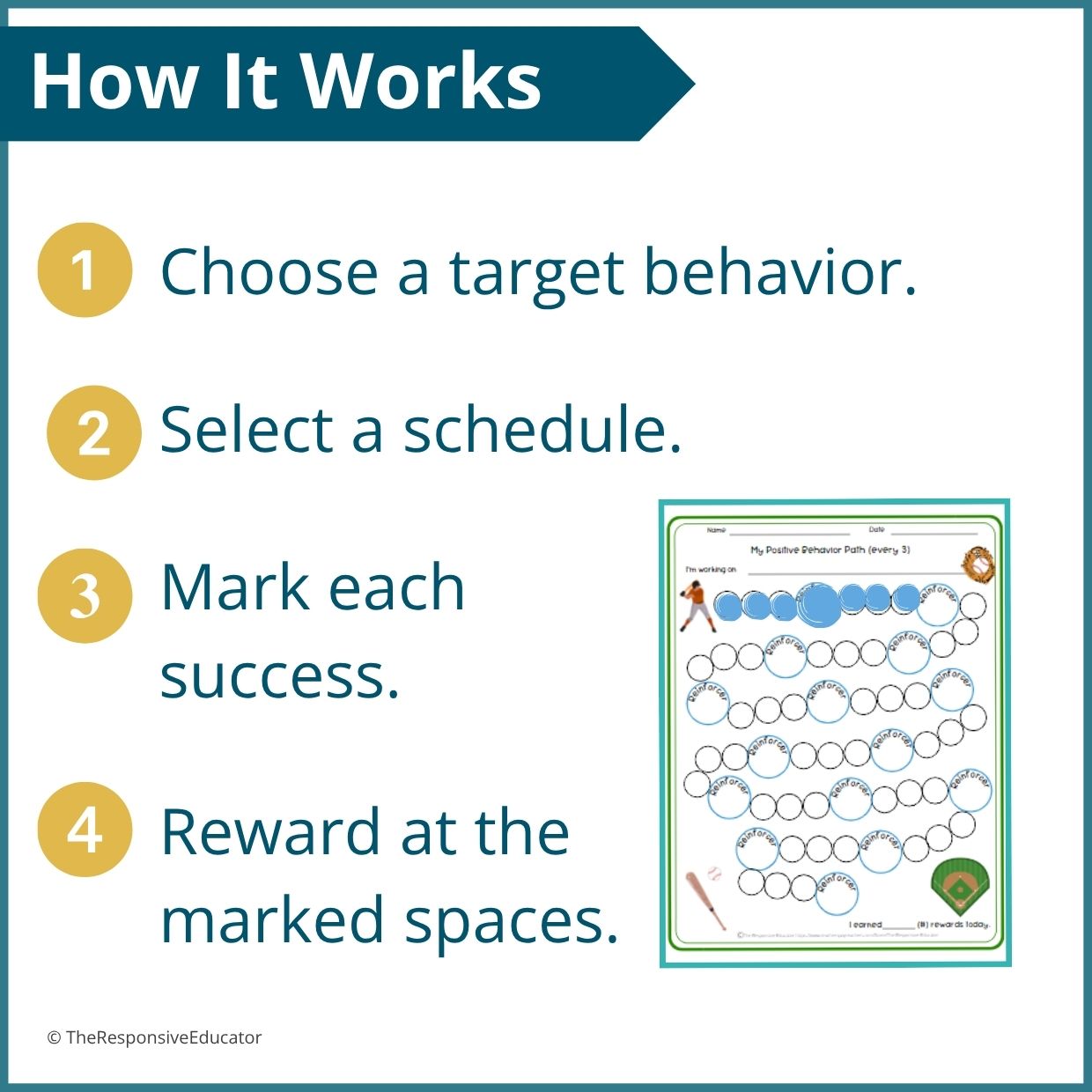 Baseball Behavior Reward Chart for Students – Printable Behavior Chart - Image 3