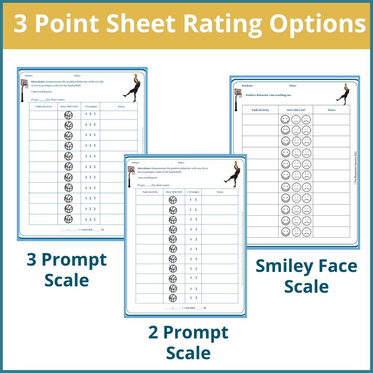 Basketball Behavior Point Sheet – 3 Versions | Fillable PDF - Image 2