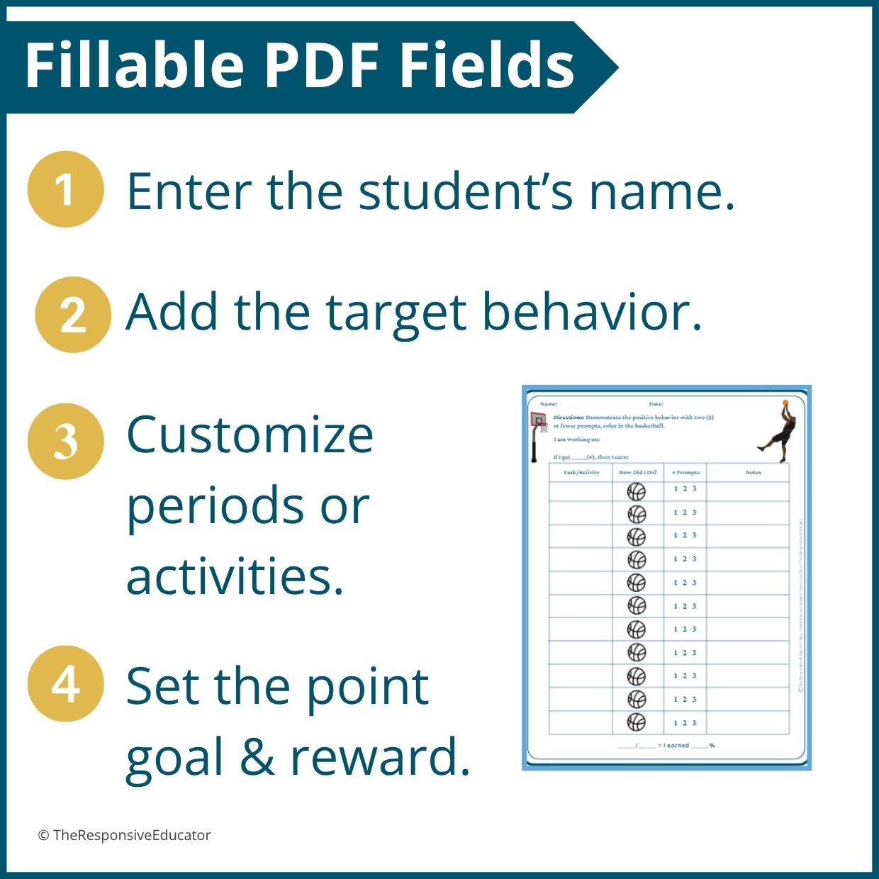 Basketball Behavior Point Sheet – 3 Versions | Fillable PDF - Image 3