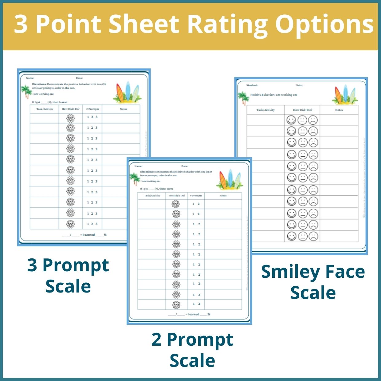 Beach Behavior Point Sheet – 3 Versions | Fillable PDF - Image 2