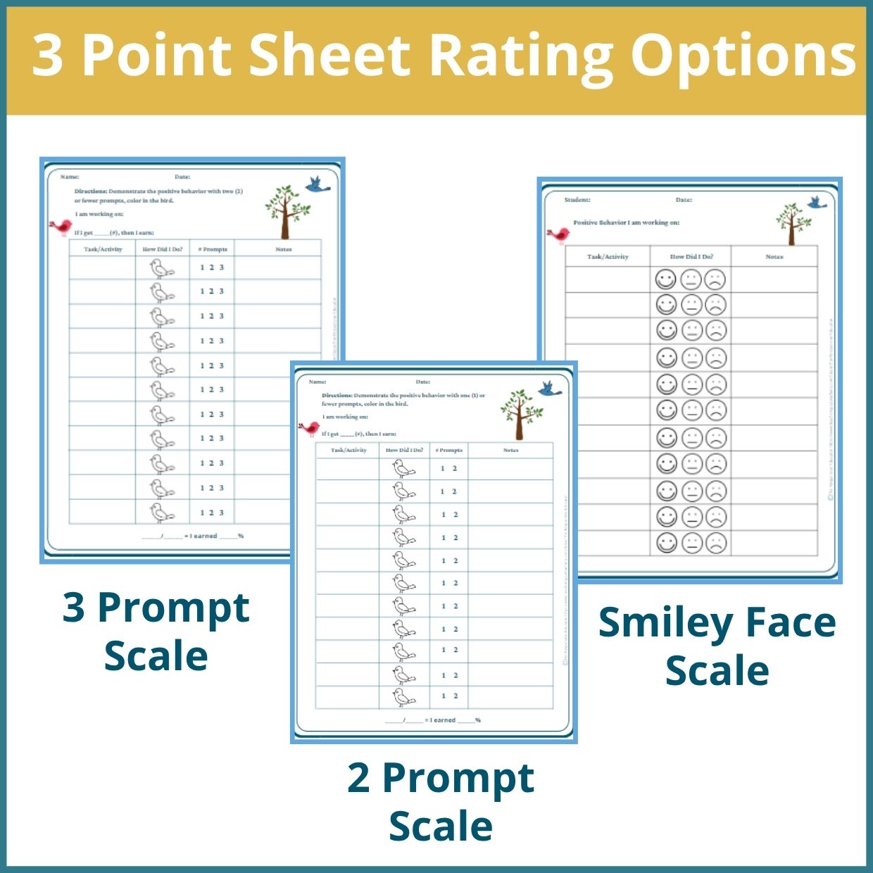 Birds Behavior Point Sheet – 3 Versions | Fillable PDF - Image 2