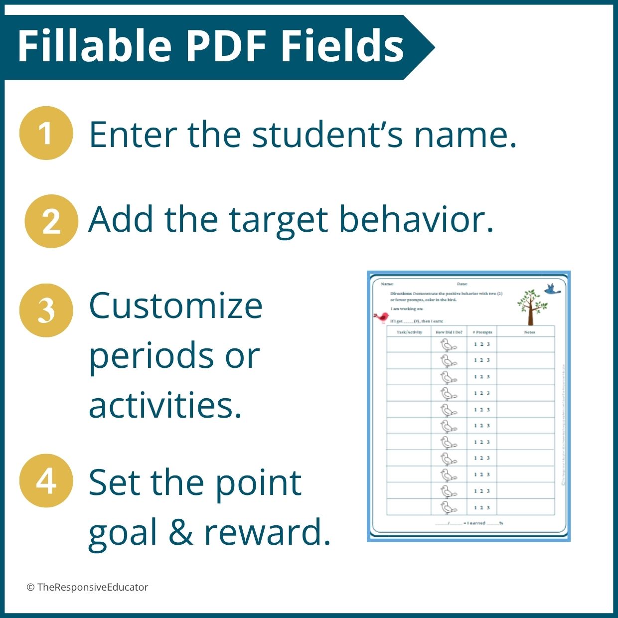 Birds Behavior Point Sheet – 3 Versions | Fillable PDF - Image 3