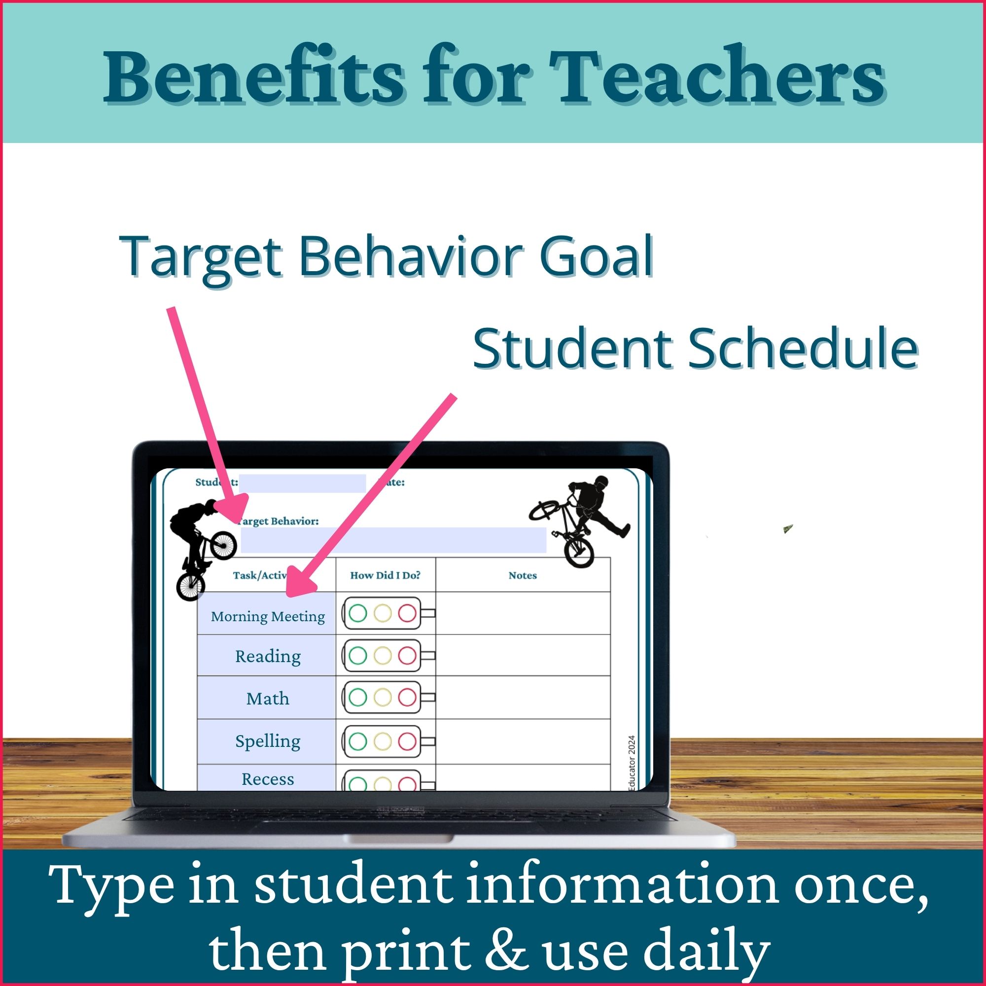BMX Traffic Light Behavior Chart – Editable Daily Behavior Chart - Image 3