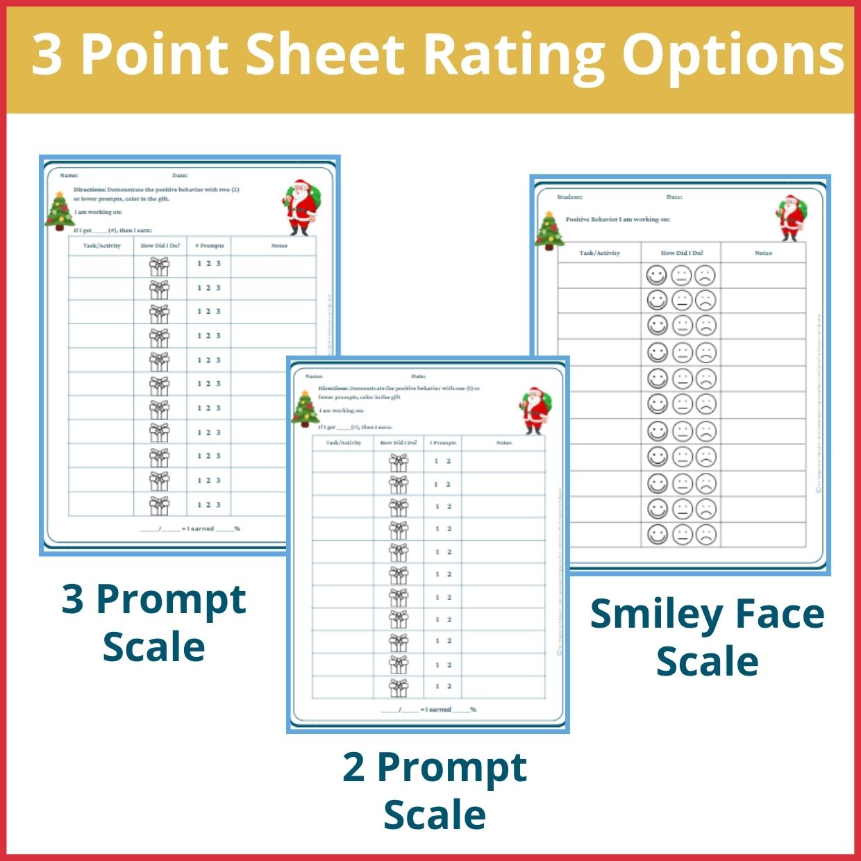 Christmas Behavior Point Sheet – 3 Versions | Fillable PDF - Image 2