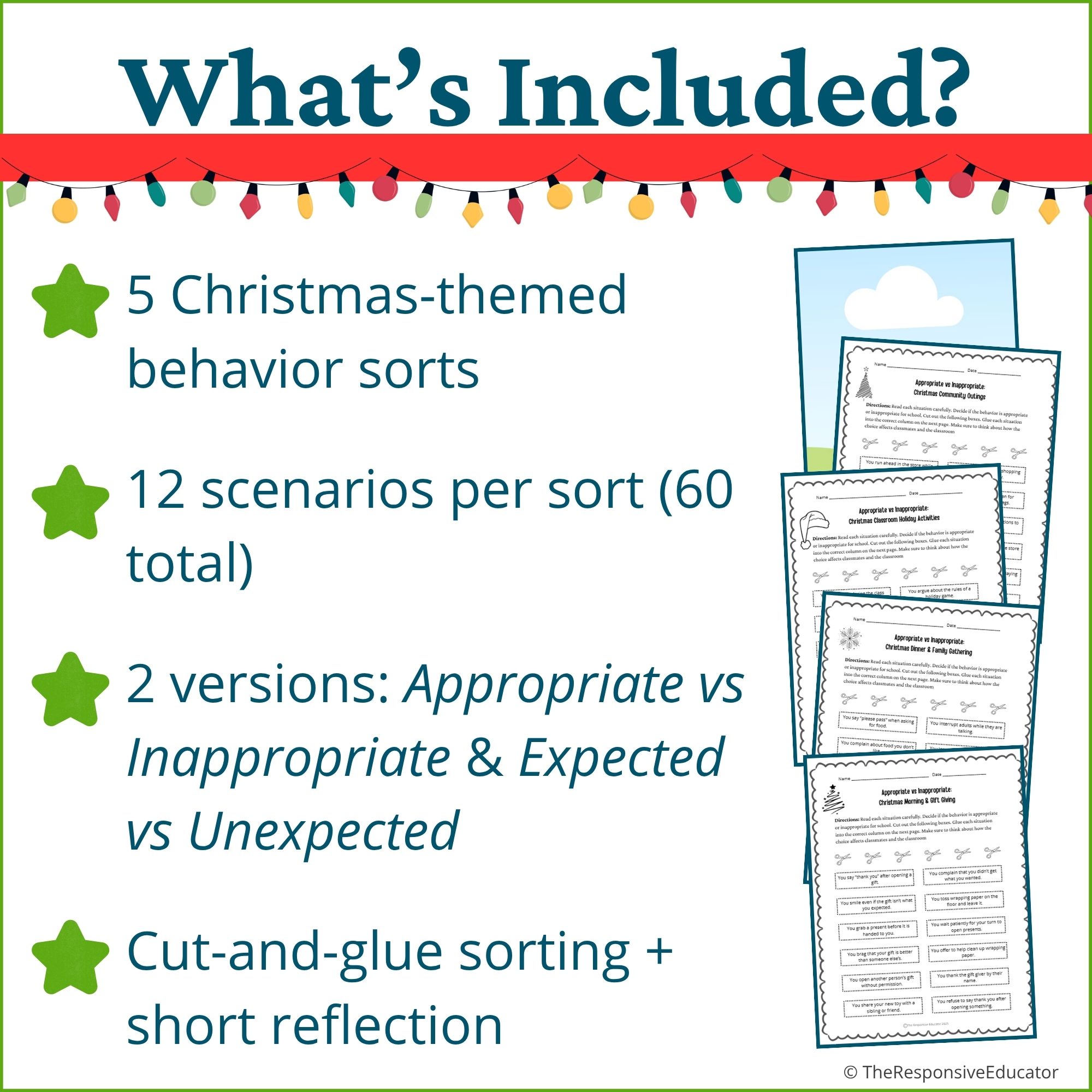 Christmas Appropriate vs Inappropriate Behavior Worksheets & Sorting Activity - Image 2
