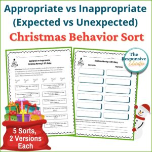 Christmas Appropriate vs Inappropriate Behavior Worksheets