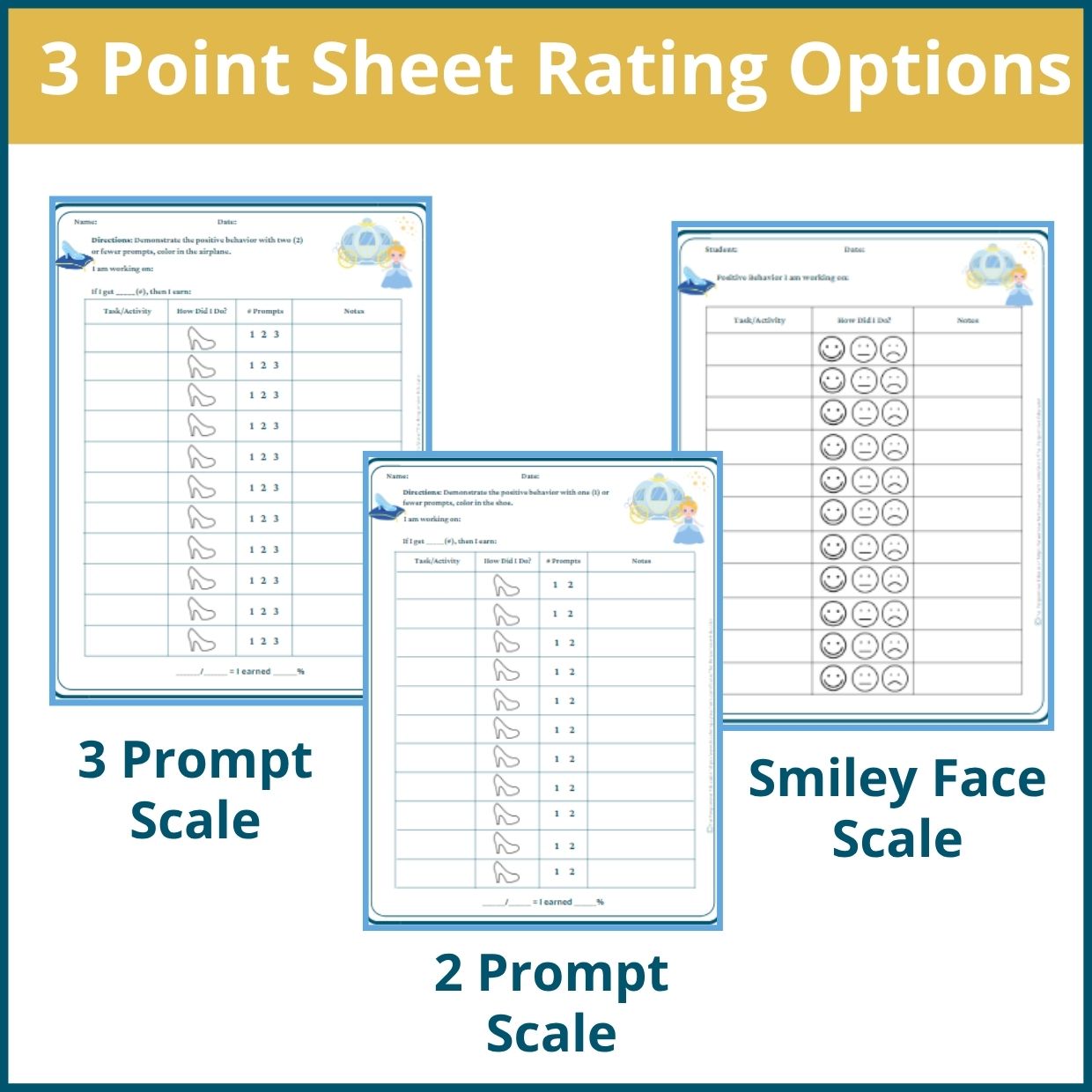 Cinderella Behavior Point Sheet – 3 Versions | Fillable PDF - Image 2