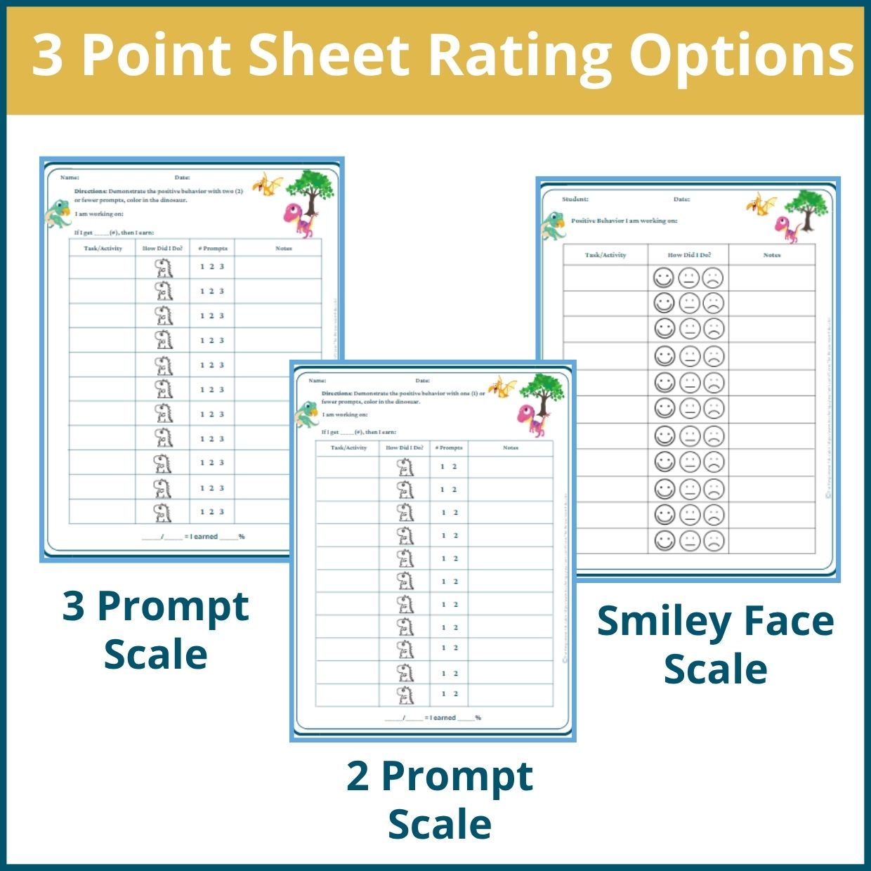Dino Babies Behavior Point Sheet – 3 Versions | Fillable PDF - Image 2