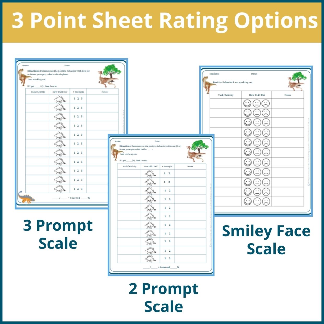 Dinosaurs Behavior Point Sheet – 3 Versions | Fillable PDF - Image 2