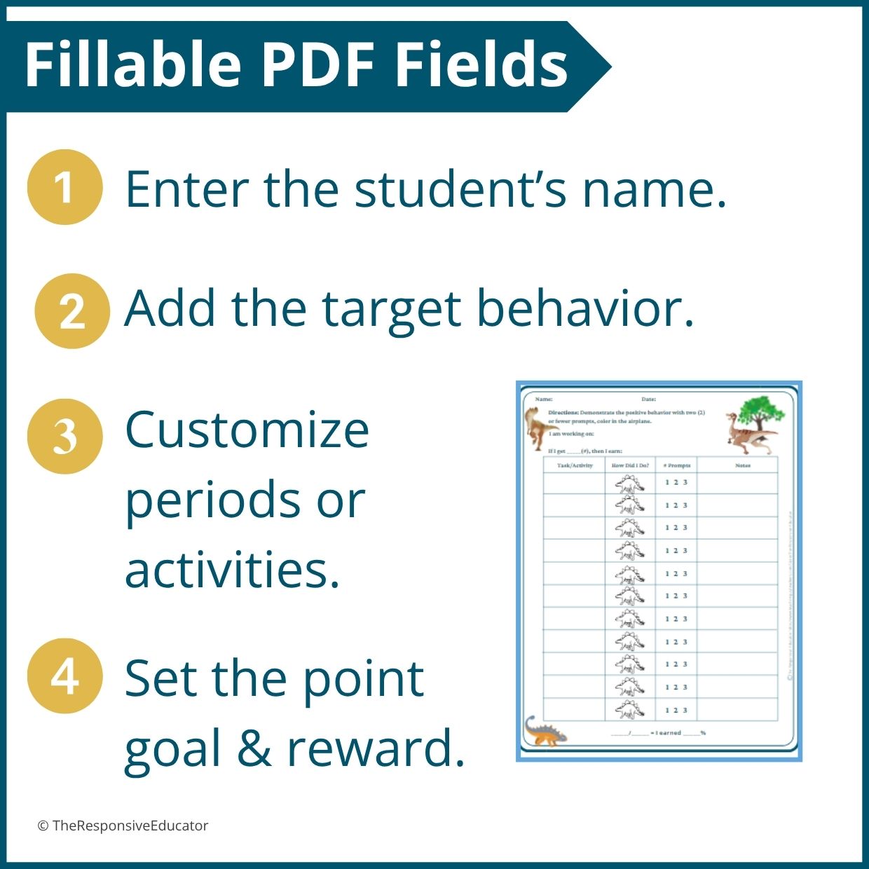 Dinosaurs Behavior Point Sheet – 3 Versions | Fillable PDF - Image 3