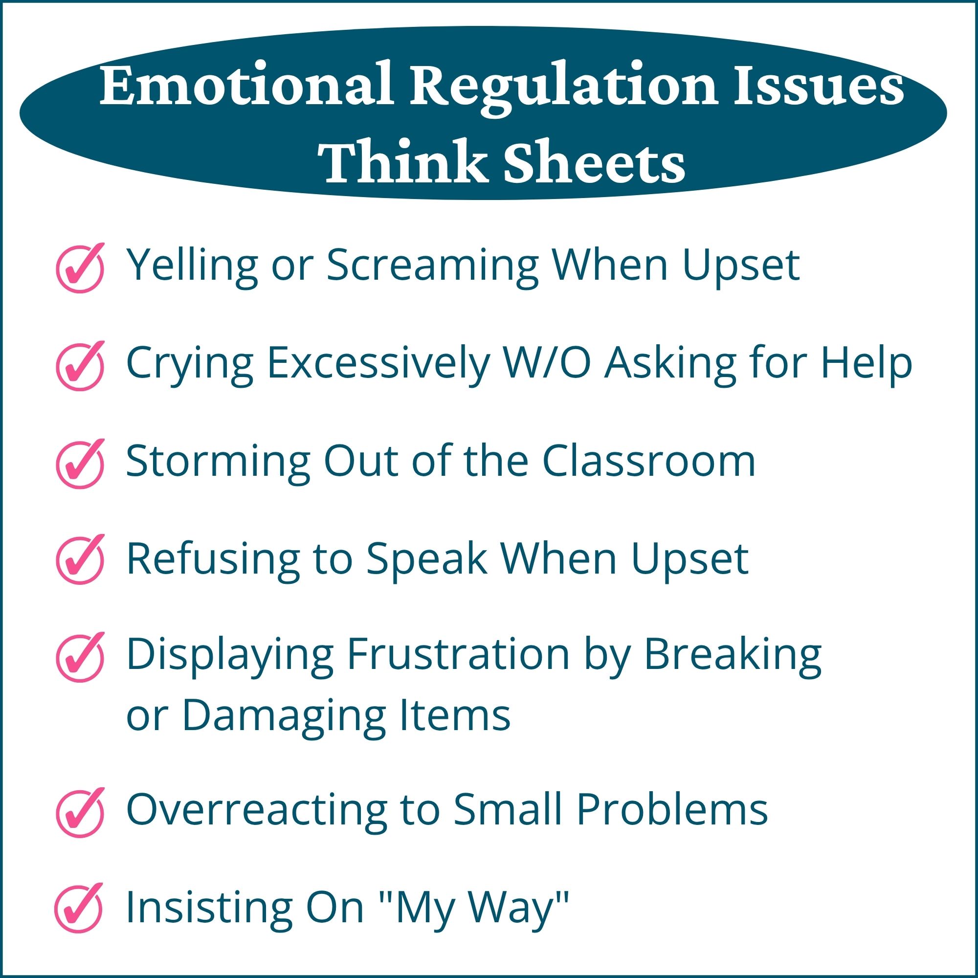 Emotional Regulation Worksheets: Behavior Reflection Sheets and Think ...