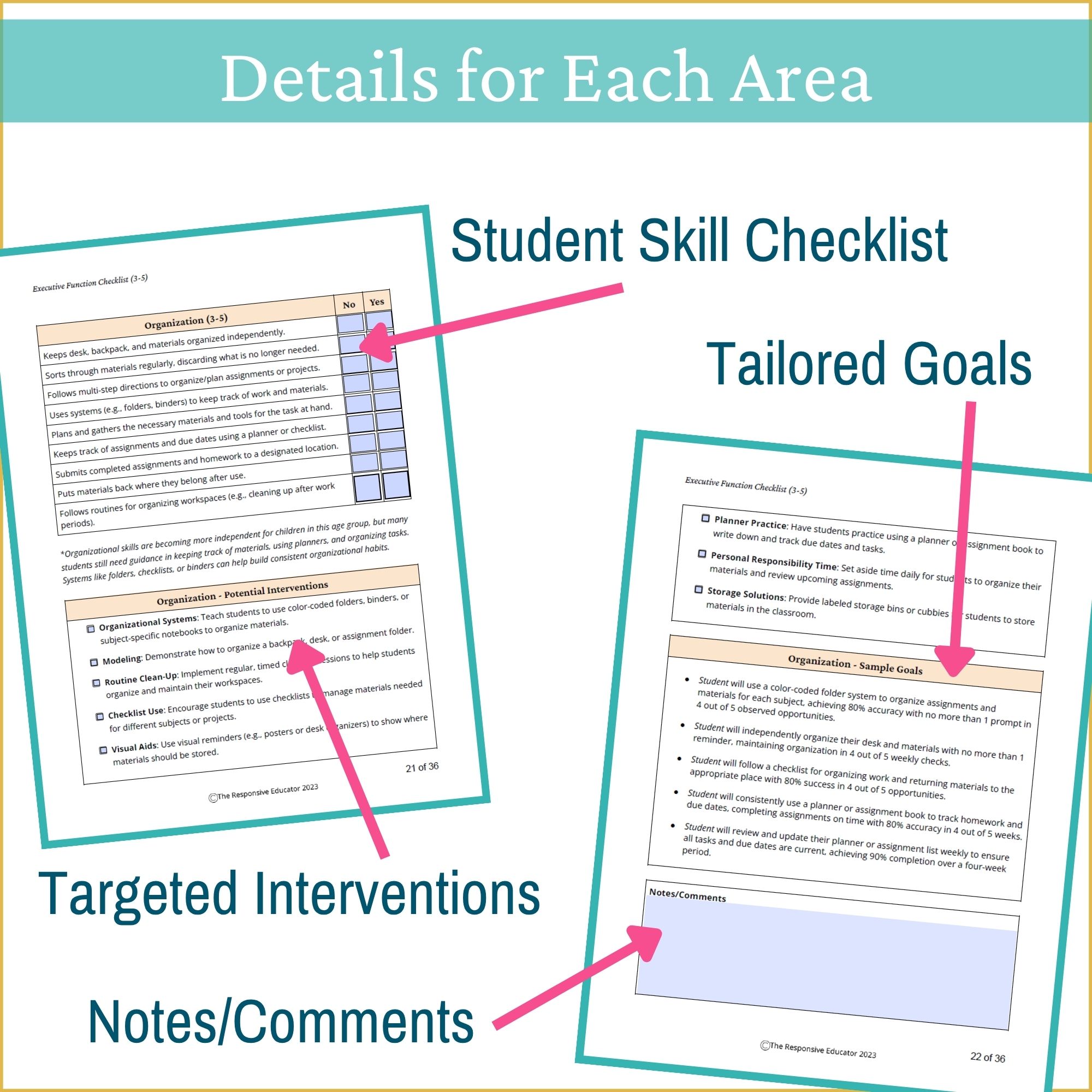 Executive Functioning IEP Goals Grades 3-5 & Skills Checklist - Image 4