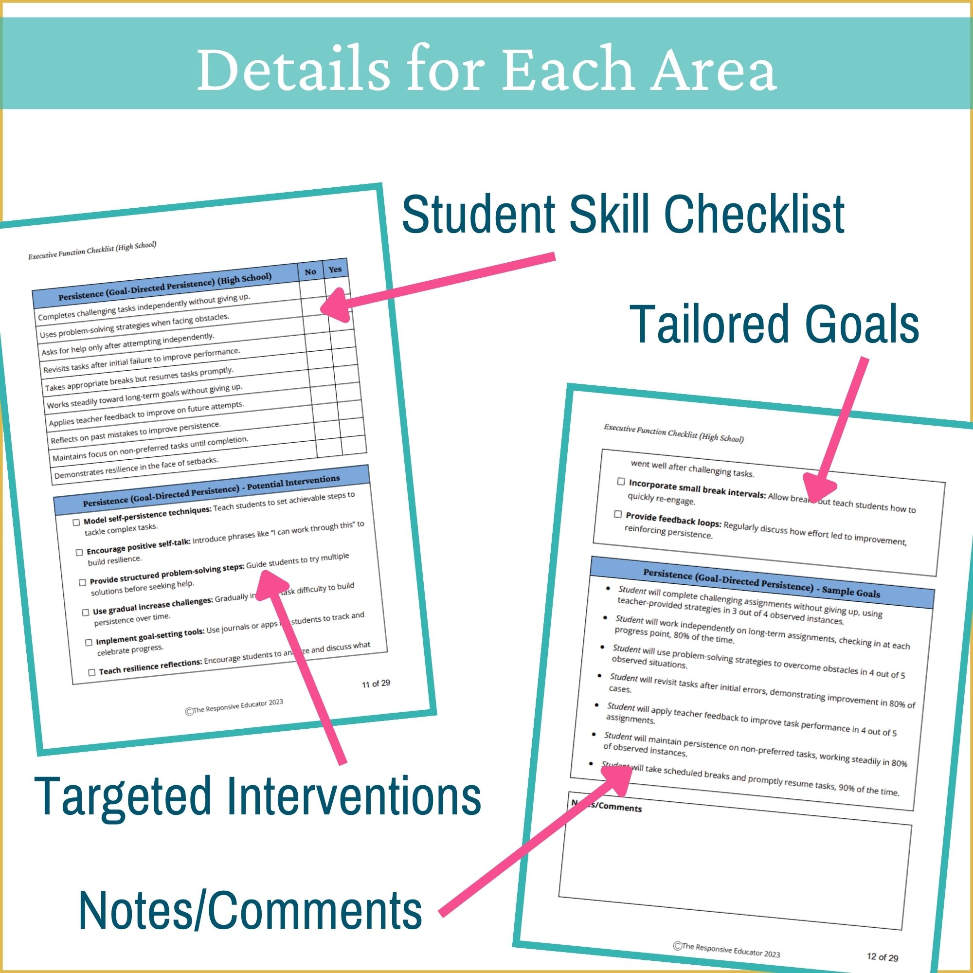 Executive Functioning IEP Goals High School & Skills Checklist - Image 4